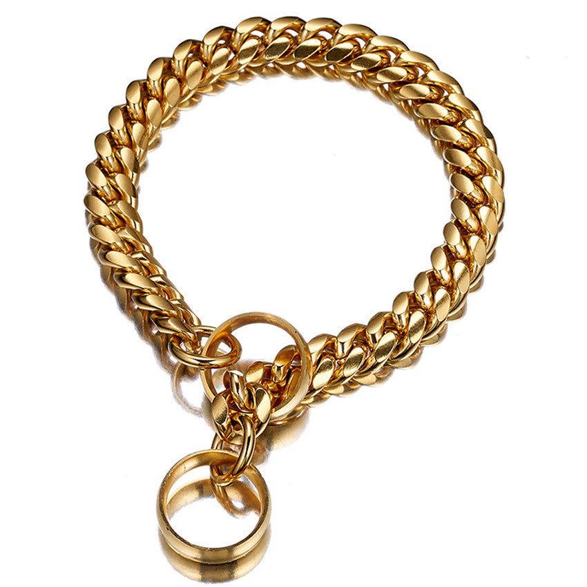 KFX-8948669 Durable 14mm Titanium Steel Chain Dog Collar - Custom Lengths Available