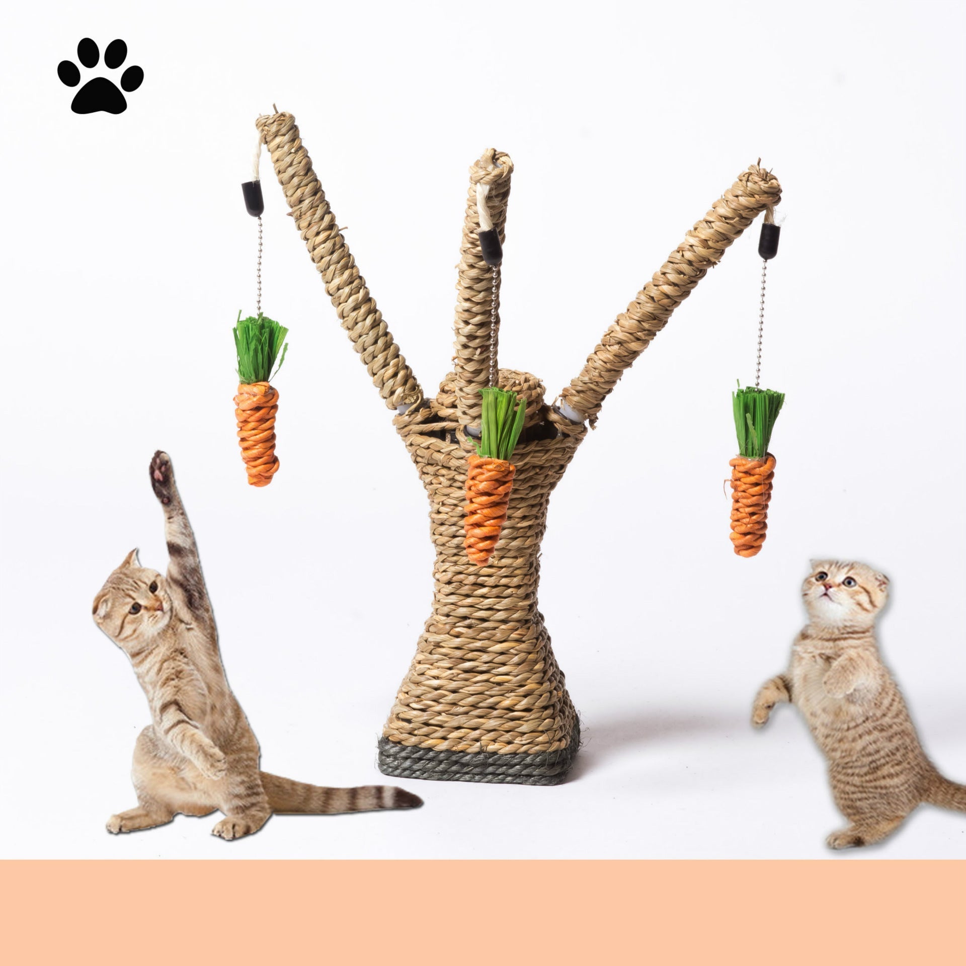 KFX-8949949 Sisal Rope Climbing Frame with Scratching Post for Cats - Durable Straw Mat, Plastic, and Metal Construction