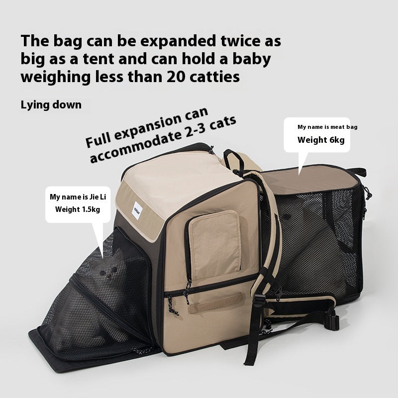 KFX-8950333 Large Capacity Portable Cat and Dog Backpack Tent - Breathable Nylon Design