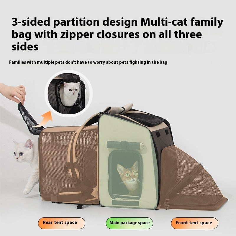 KFX-8950333 Large Capacity Portable Cat and Dog Backpack Tent - Breathable Nylon Design