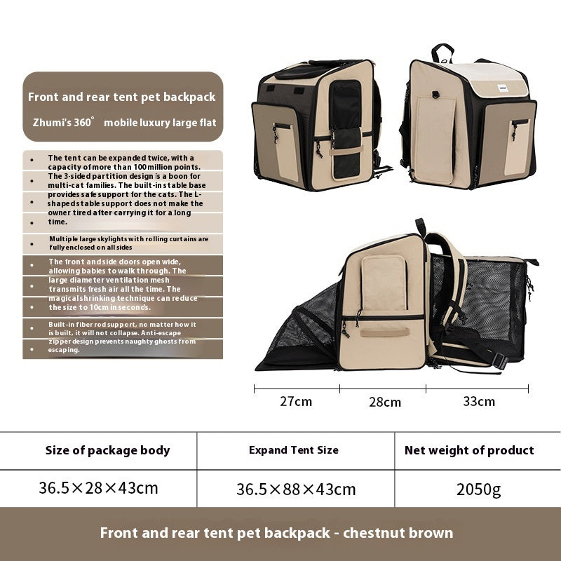 KFX-8950333 Large Capacity Portable Cat and Dog Backpack Tent - Breathable Nylon Design