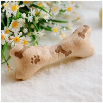 KFX-8951485 Plush Dog & Cat Toy - Bite Resistant Vocal Bone in Random Color