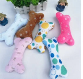KFX-8951485 Plush Dog & Cat Toy - Bite Resistant Vocal Bone in Random Color