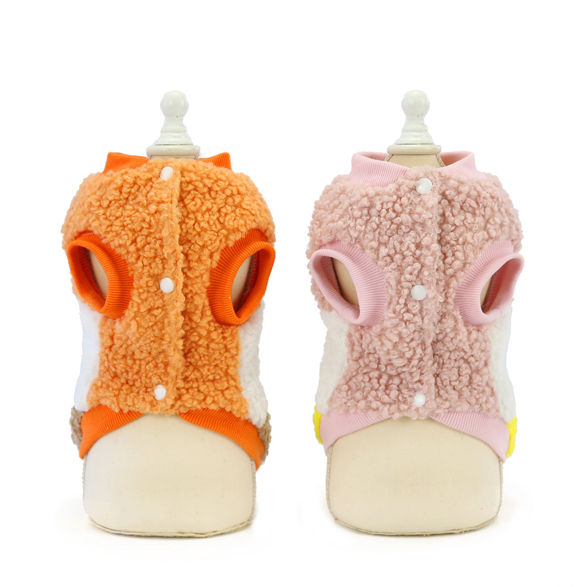 KFX-8953021 Cotton Stitching Vest for Pets - Stylish Autumn and Winter Clothing in Orange and Pink, Available in Sizes S to XL