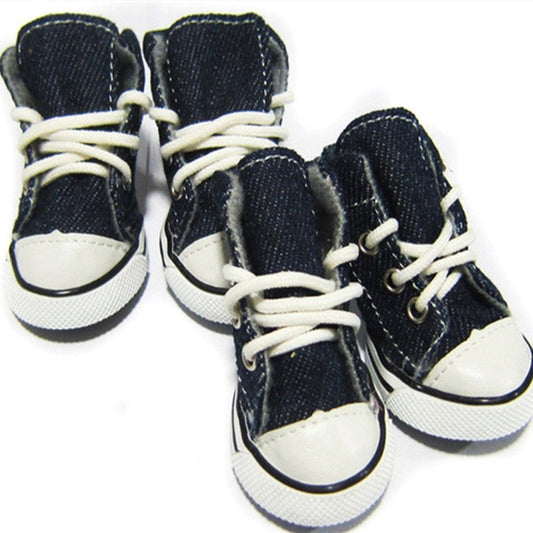 KFX-8953277 Breathable Comfortable Dog Shoes - Antiskid & Wear-Resistant Cowboy Canvas Slippers