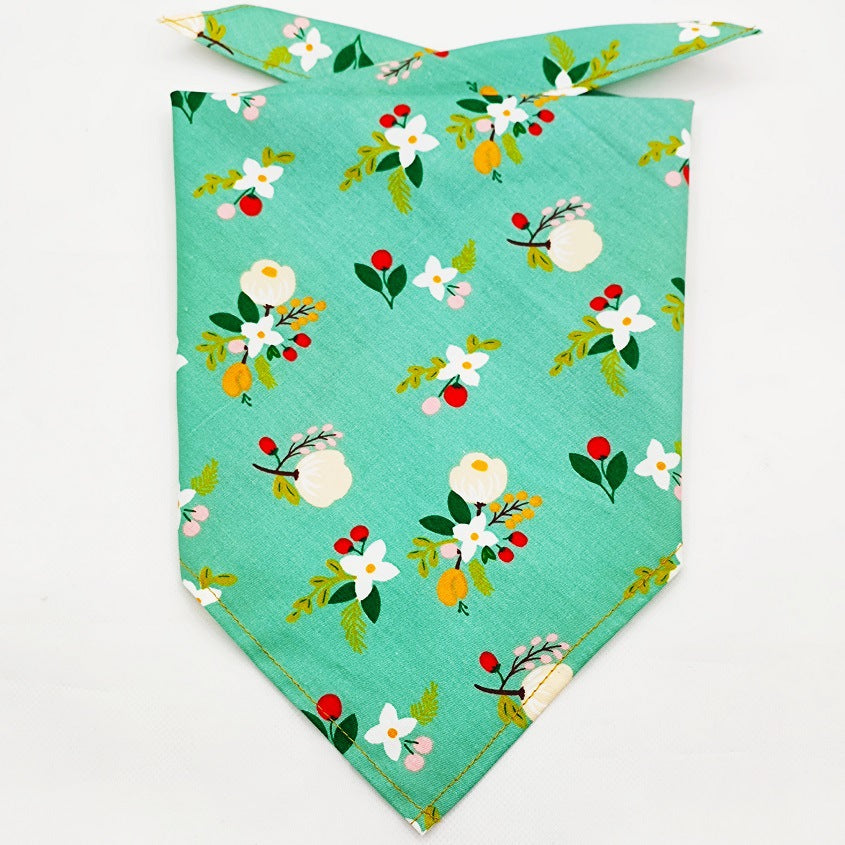 KFX-8954045 Fruit Green Leaf Cotton Pet Scarf and Drool Towel for Small to Large Dogs and Cats