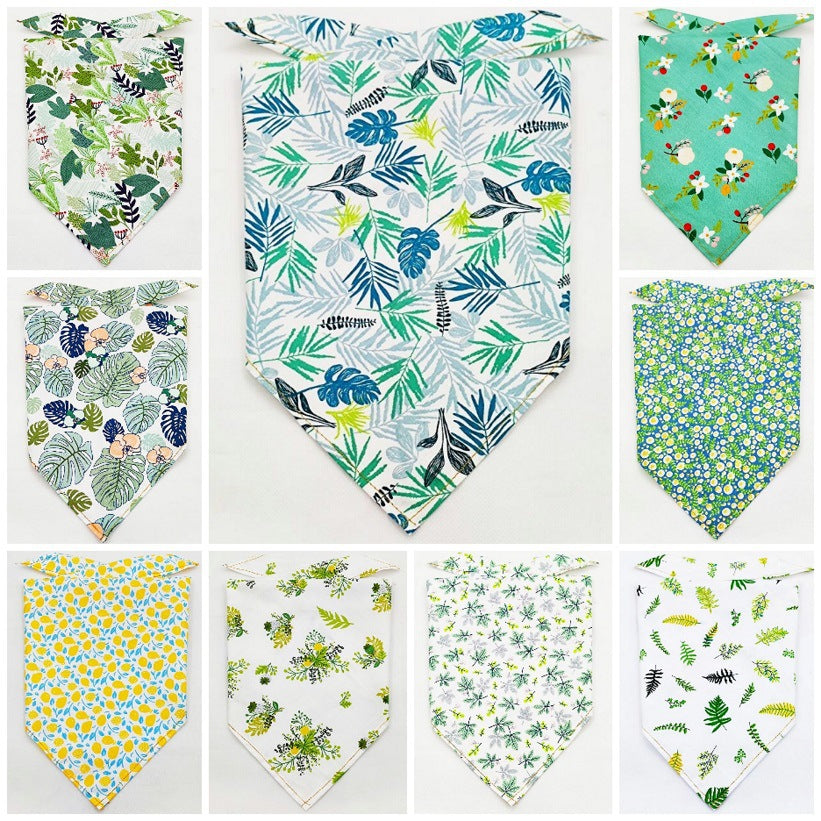 KFX-8954045 Fruit Green Leaf Cotton Pet Scarf and Drool Towel for Small to Large Dogs and Cats