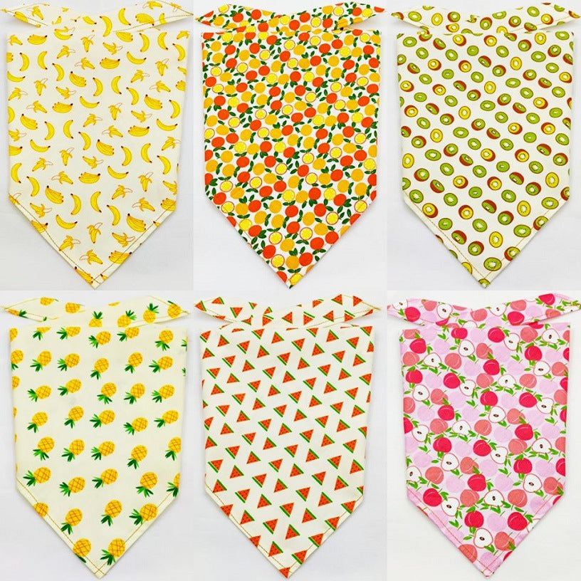 KFX-8954045 Fruit Green Leaf Cotton Pet Scarf and Drool Towel for Small to Large Dogs and Cats