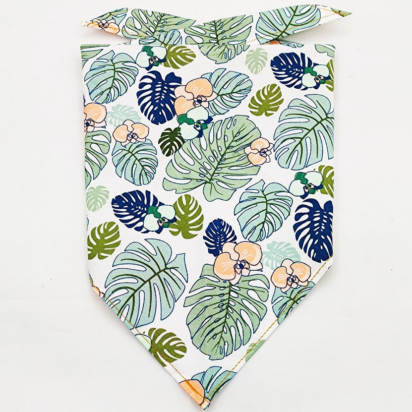 KFX-8954045 Fruit Green Leaf Cotton Pet Scarf and Drool Towel for Small to Large Dogs and Cats