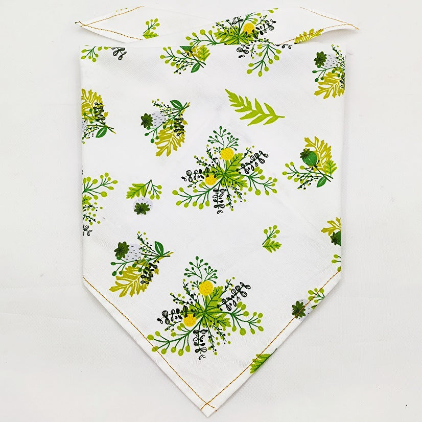 KFX-8954045 Fruit Green Leaf Cotton Pet Scarf and Drool Towel for Small to Large Dogs and Cats