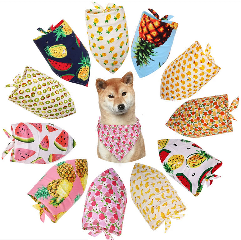 KFX-8954045 Fruit Green Leaf Cotton Pet Scarf and Drool Towel for Small to Large Dogs and Cats