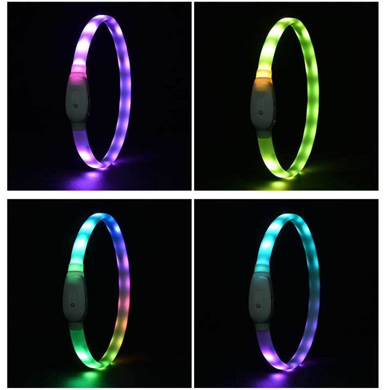 KFX-8954429 Rechargeable Colorful LED Dog Collar and Leash - Silicone Pet Accessories for All Seasons
