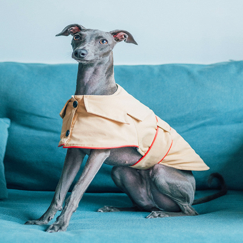 KFX-8954813 Cotton British Style Pet Overcoat for Dogs in Multiple Sizes