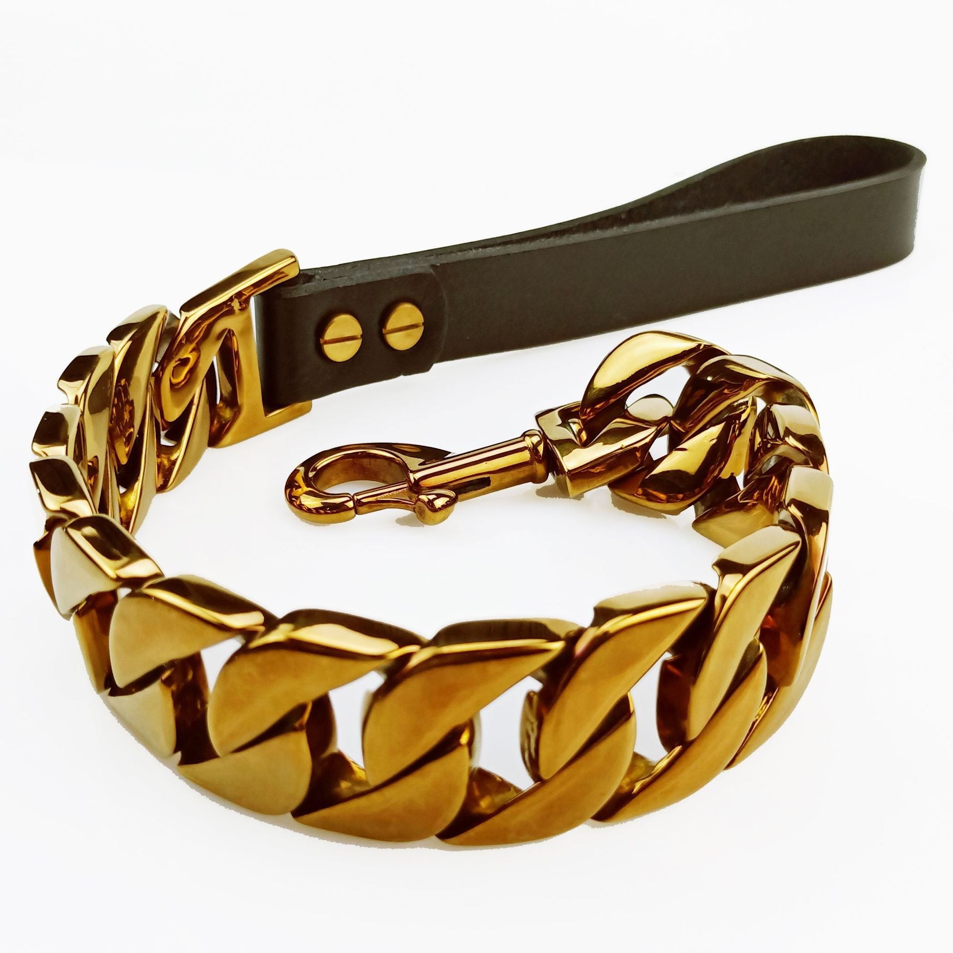 KFX-8956221 Stainless Steel Traction Chain with Sandblasted Black Handle - 32-Link, Scalable, Available in Multiple Colors