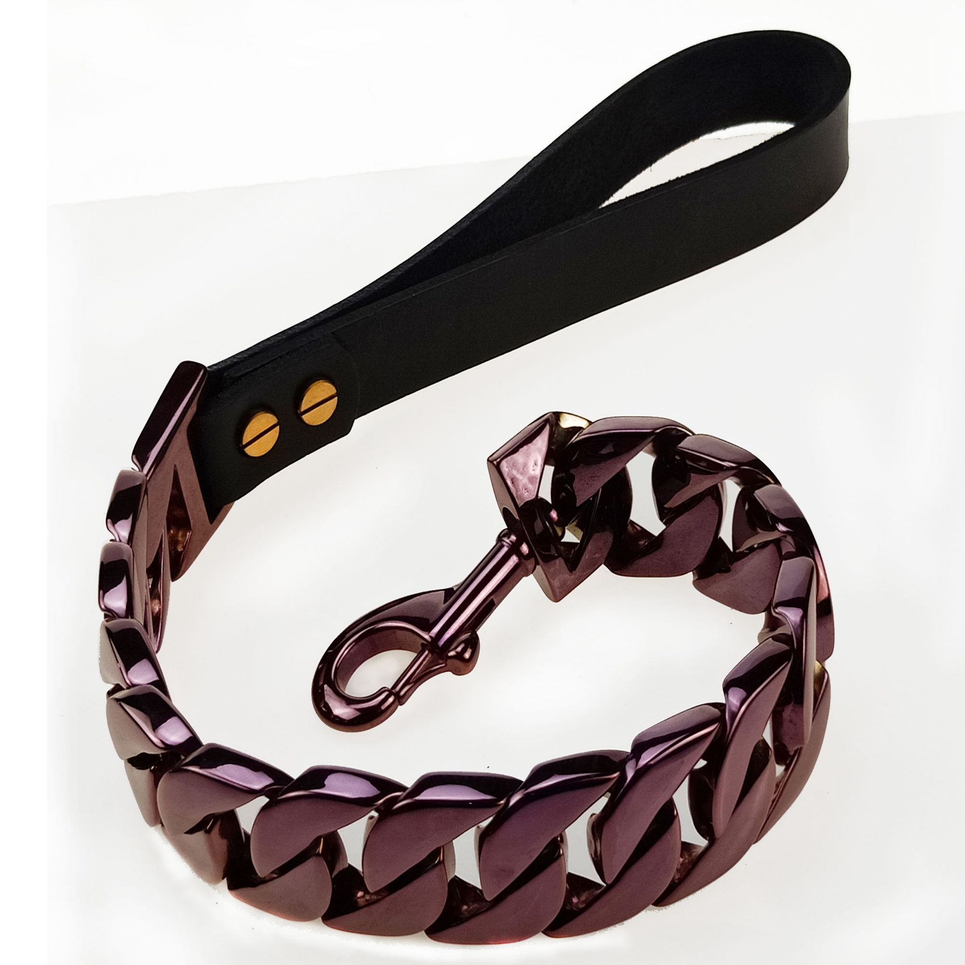 KFX-8956221 Stainless Steel Traction Chain with Sandblasted Black Handle - 32-Link, Scalable, Available in Multiple Colors