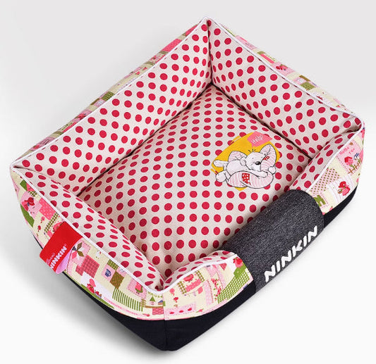 KFX-8956477 Washable Cotton Dog Kennel with Removable Cover - Blue, Brown, Pink Options Available