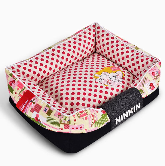 KFX-8956477 Washable Cotton Dog Kennel with Removable Cover - Blue, Brown, Pink Options Available