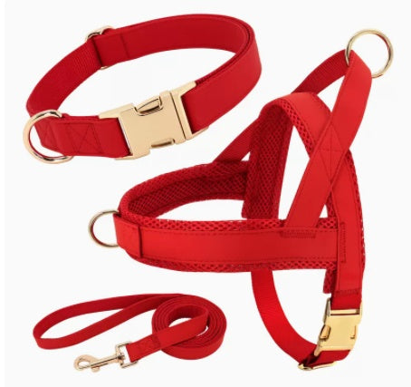 KFX-8958269 Personalized Nylon Dog Harness and Leash Set with Bow Tie - Available in Multiple Sizes