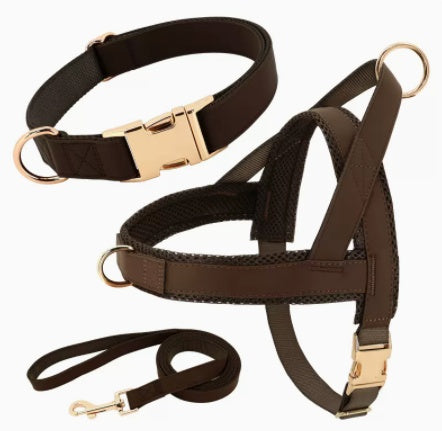 KFX-8958269 Personalized Nylon Dog Harness and Leash Set with Bow Tie - Available in Multiple Sizes