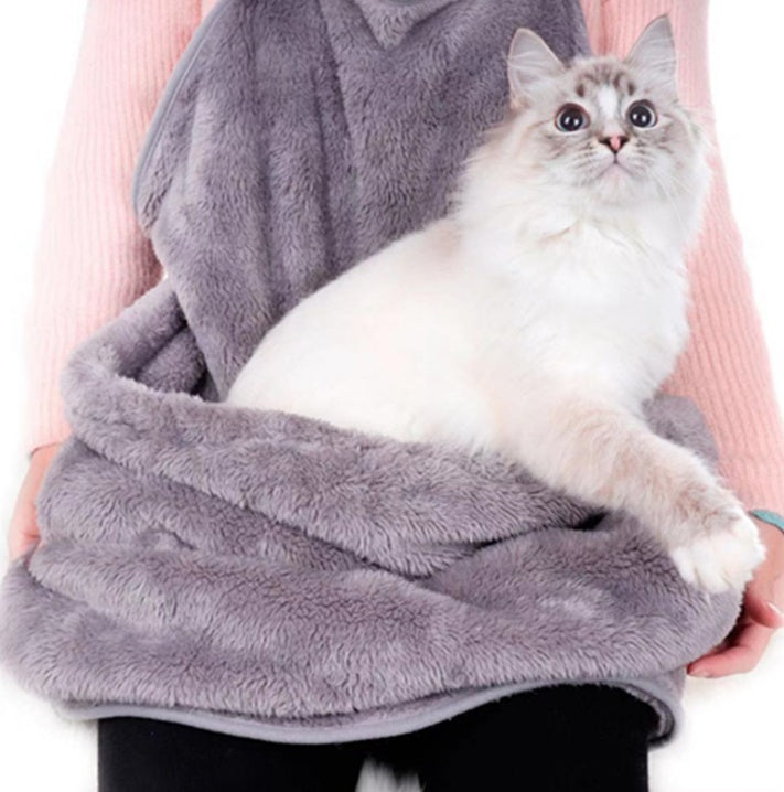 KFX-8958653 Pet Carrier Bag with Sleeping Chest Apron for Cats - Double-sided Design, Ideal for Outings and Prevents Hair on Clothes