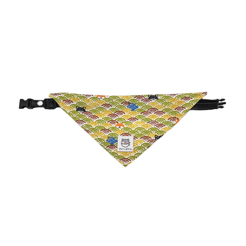 KFX-8959805 Dog Triangular Binder with Japanese Tang Grass Patterns in Various Colors and Sizes