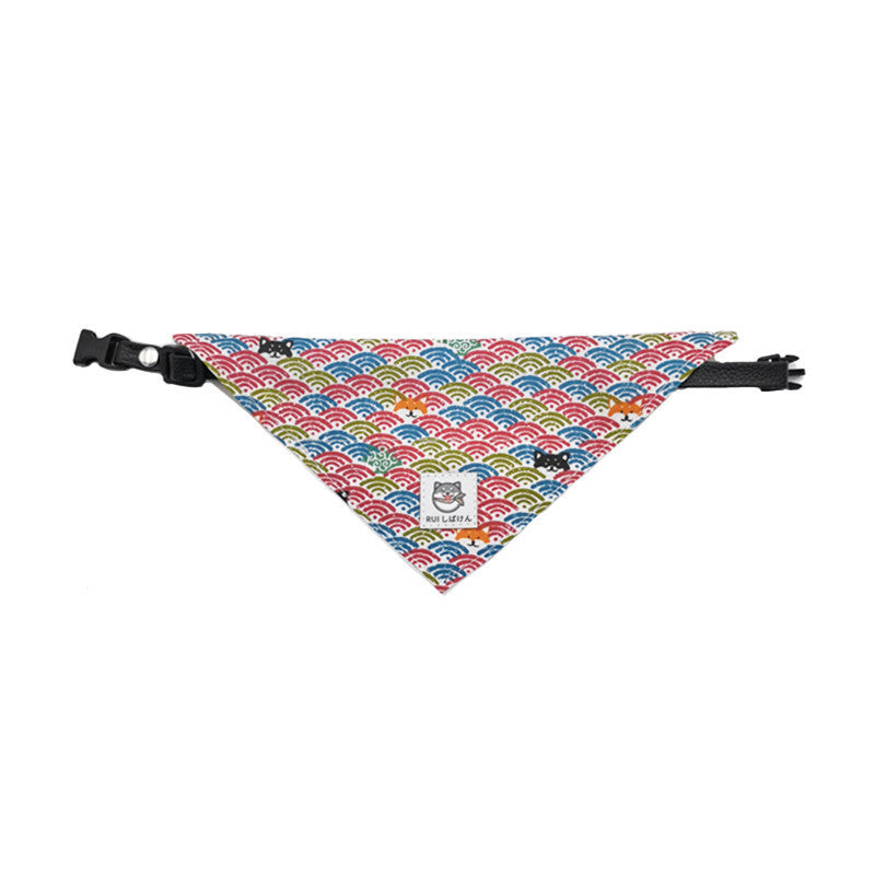 KFX-8959805 Dog Triangular Binder with Japanese Tang Grass Patterns in Various Colors and Sizes