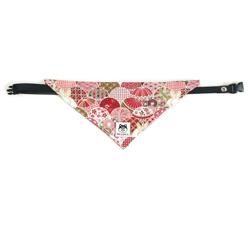 KFX-8959805 Dog Triangular Binder with Japanese Tang Grass Patterns in Various Colors and Sizes
