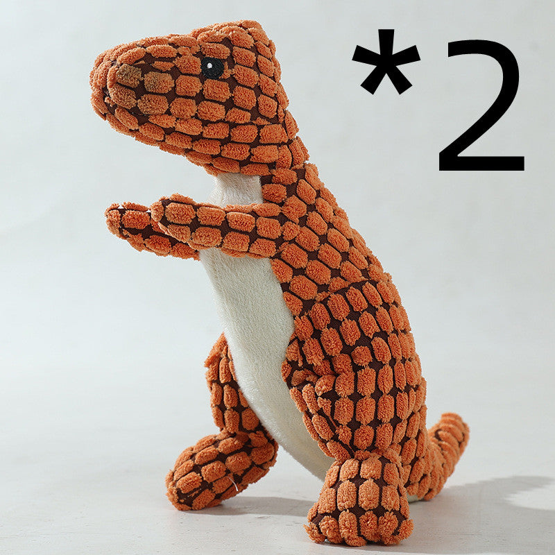 KFX-8961853 Dog Bite Resistant Plush Dinosaur Sound Toy - Corn Wool, 29cm