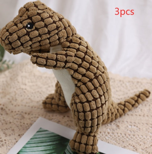 KFX-8961853 Dog Bite Resistant Plush Dinosaur Sound Toy - Corn Wool, 29cm