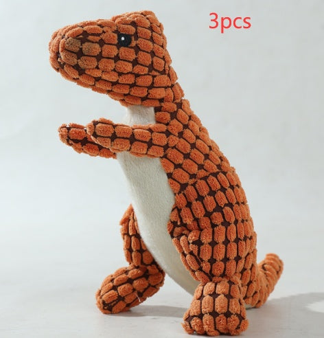 KFX-8961853 Dog Bite Resistant Plush Dinosaur Sound Toy - Corn Wool, 29cm
