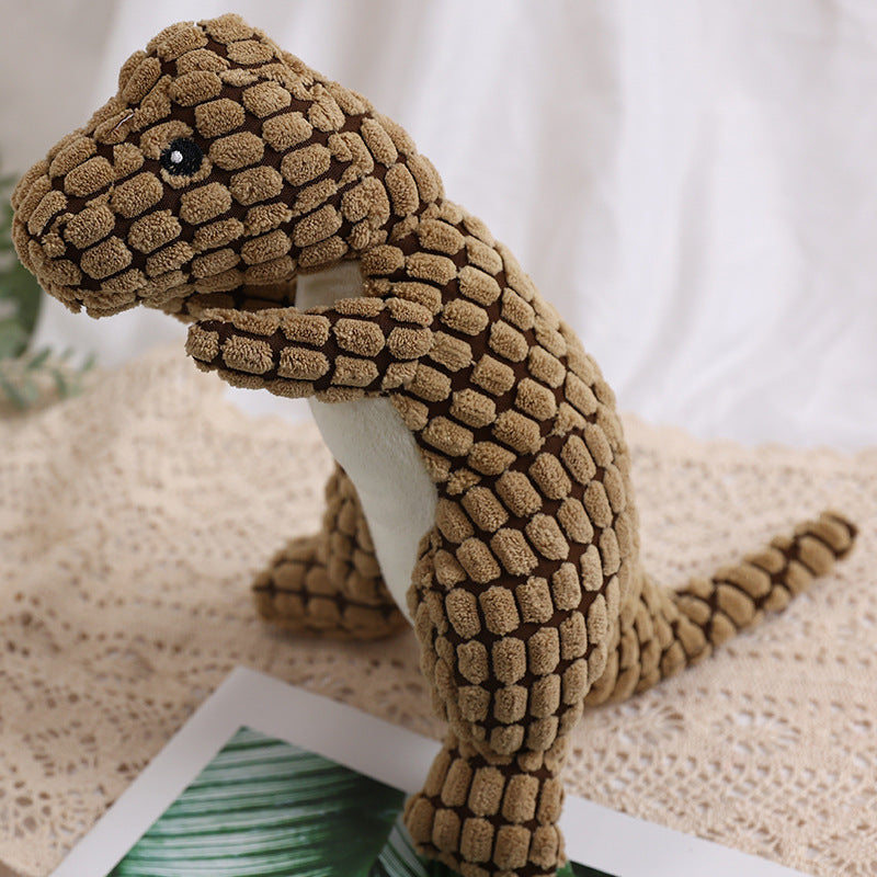KFX-8961853 Dog Bite Resistant Plush Dinosaur Sound Toy - Corn Wool, 29cm