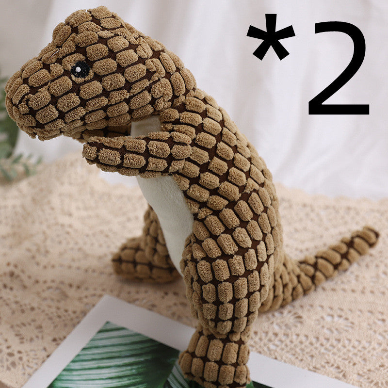 KFX-8961853 Dog Bite Resistant Plush Dinosaur Sound Toy - Corn Wool, 29cm
