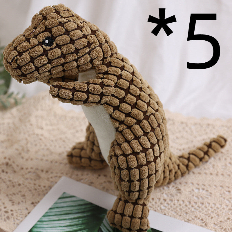 KFX-8961853 Dog Bite Resistant Plush Dinosaur Sound Toy - Corn Wool, 29cm