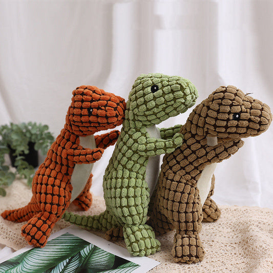 KFX-8961853 Dog Bite Resistant Plush Dinosaur Sound Toy - Corn Wool, 29cm