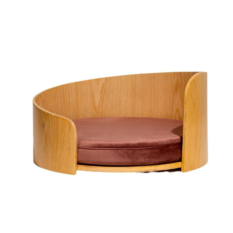 KFX-8962237 Solid Wood Cat Bed – Removable Nest in Walnut Finish, 35x24cm & 50x24cm Sizes