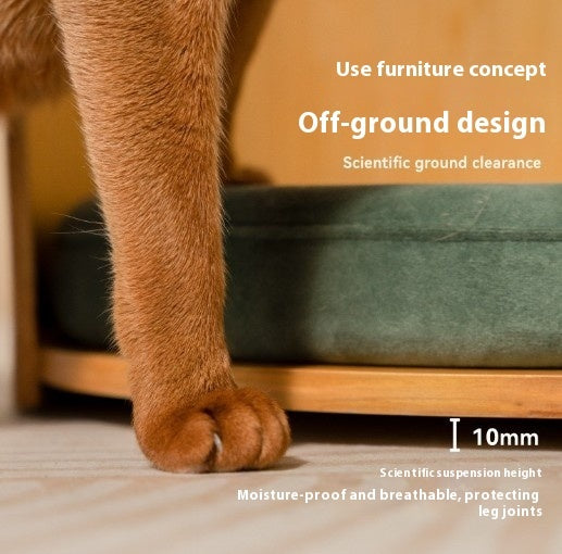 KFX-8962237 Solid Wood Cat Bed – Removable Nest in Walnut Finish, 35x24cm & 50x24cm Sizes
