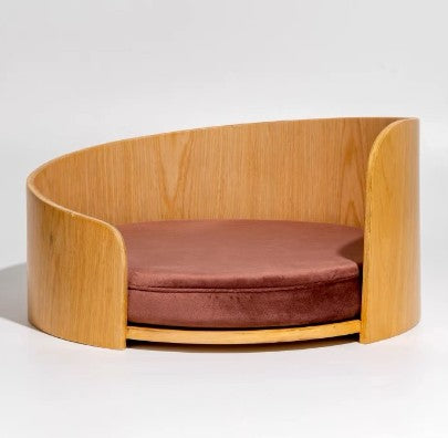 KFX-8962237 Solid Wood Cat Bed – Removable Nest in Walnut Finish, 35x24cm & 50x24cm Sizes