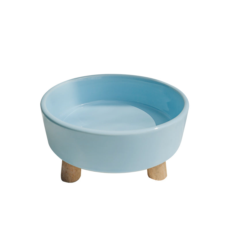 KFX-8962365 Ceramic Dog and Cat Bowl Set with Wooden Stand for Food and Water