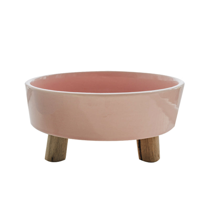 KFX-8962365 Ceramic Dog and Cat Bowl Set with Wooden Stand for Food and Water