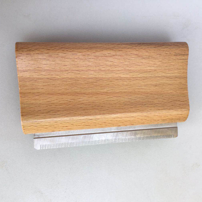 KFX-8963773 Pet Hair Remover Comb for Dogs - Beech Wood Fur Care Tool