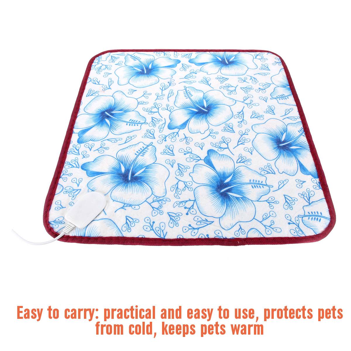 KFX-8964029 Electric Heating Blanket for Pets - Soft Velvet & Cotton, 40x40cm, Random Colors, US Plug