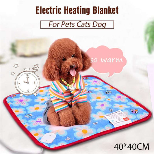 KFX-8964029 Electric Heating Blanket for Pets - Soft Velvet & Cotton, 40x40cm, Random Colors, US Plug