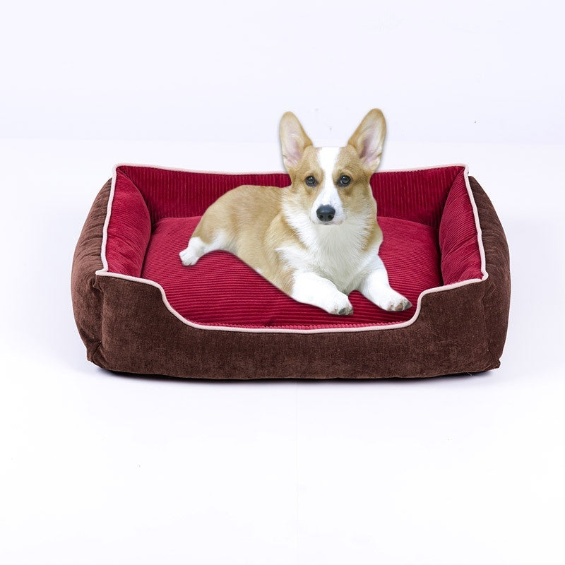 KFX-8966205 Velvet Pet Bed House for Small to Extra Large Dogs and Cats in Khaki, Wine Red, Dark Blue