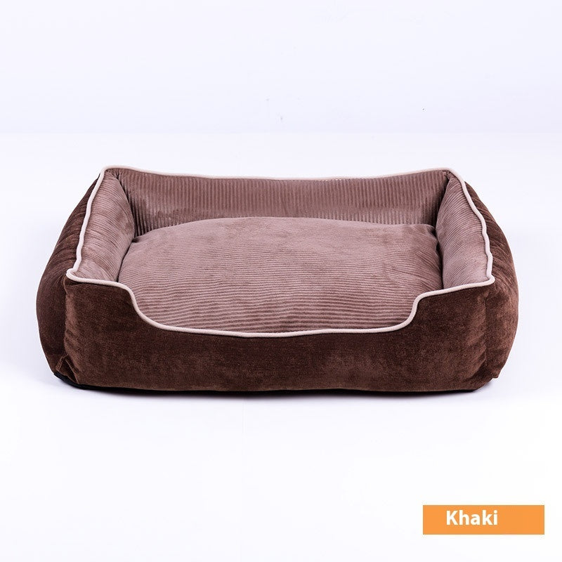 KFX-8966205 Velvet Pet Bed House for Small to Extra Large Dogs and Cats in Khaki, Wine Red, Dark Blue
