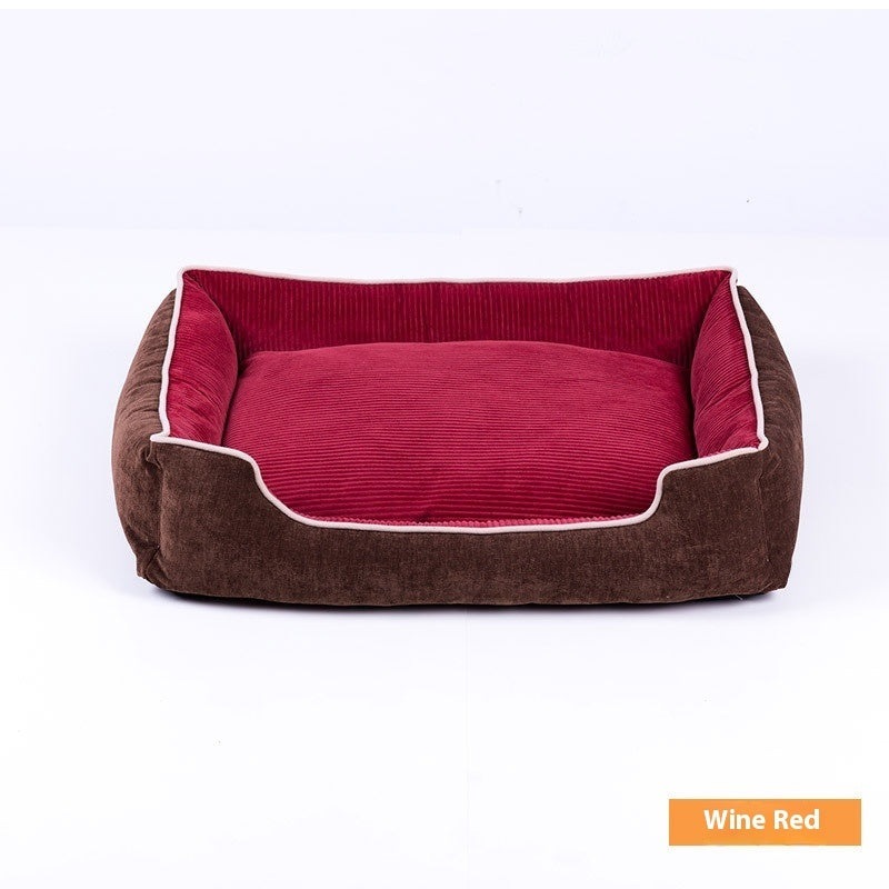 KFX-8966205 Velvet Pet Bed House for Small to Extra Large Dogs and Cats in Khaki, Wine Red, Dark Blue