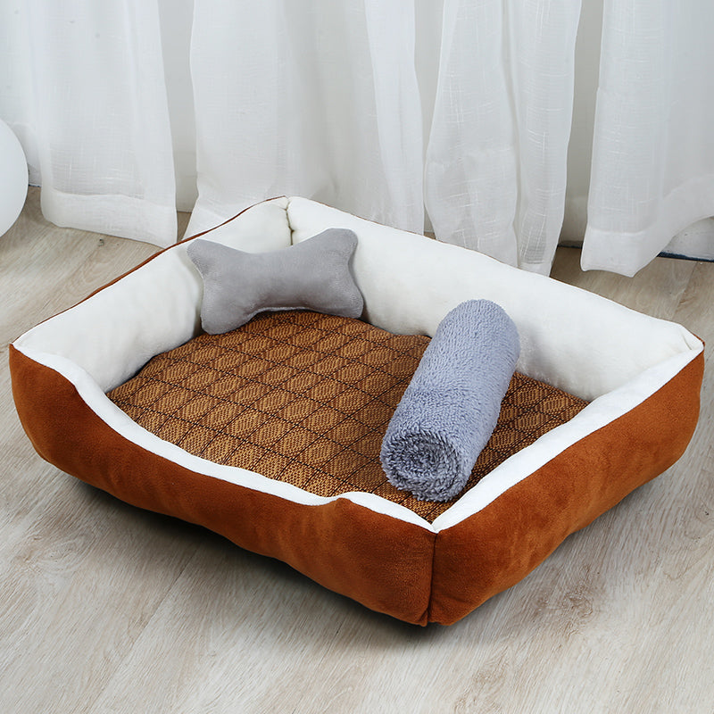 KFX-8971965 Large Dog Teddy Kennel - Cozy Cloth Bed in Grey and Brown, Multiple Sizes Available