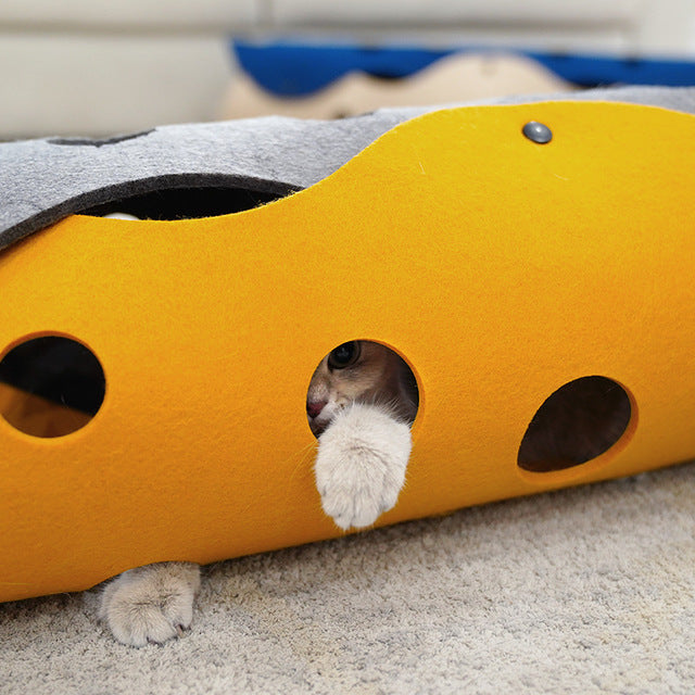 KFX-8972989 Folding Cat Tunnel with Soft Felt Material and Easy Assembly for Cats 93x22x22cm