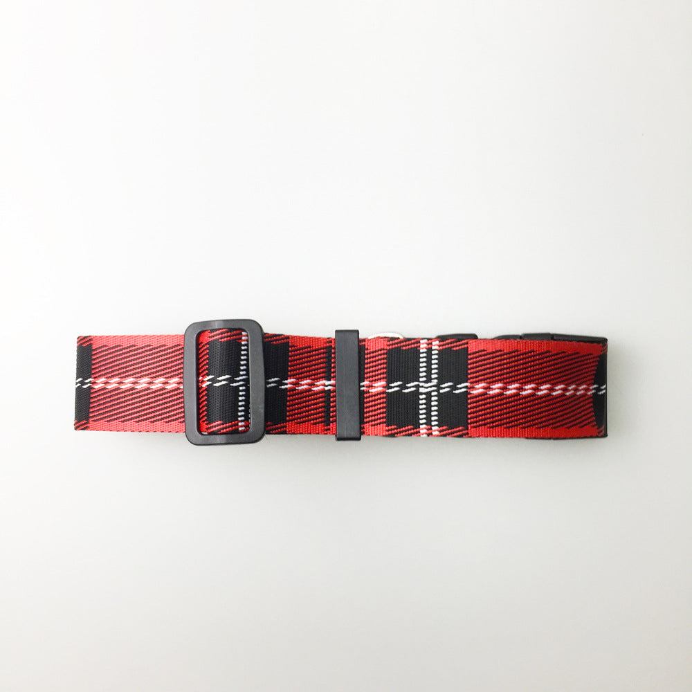 KFX-8973501 Casual Check Pattern Dog Collar and Leash Set in Red, Yellow, and Silver Lattice Designs