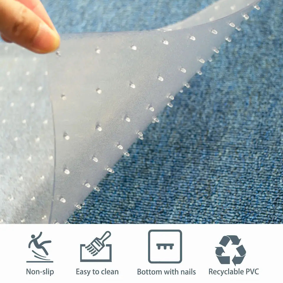 KFX-8973885 Transparent Cat Scratch Protective Floor Mat - PVC Scratch-Resistant Pad for Carpet Protection, Solid Color, Modern Design