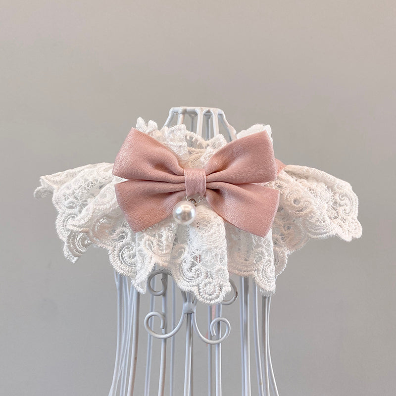KFX-8975933 Elegant Cat Scarf with Bow and Bell – Various Color Options Available